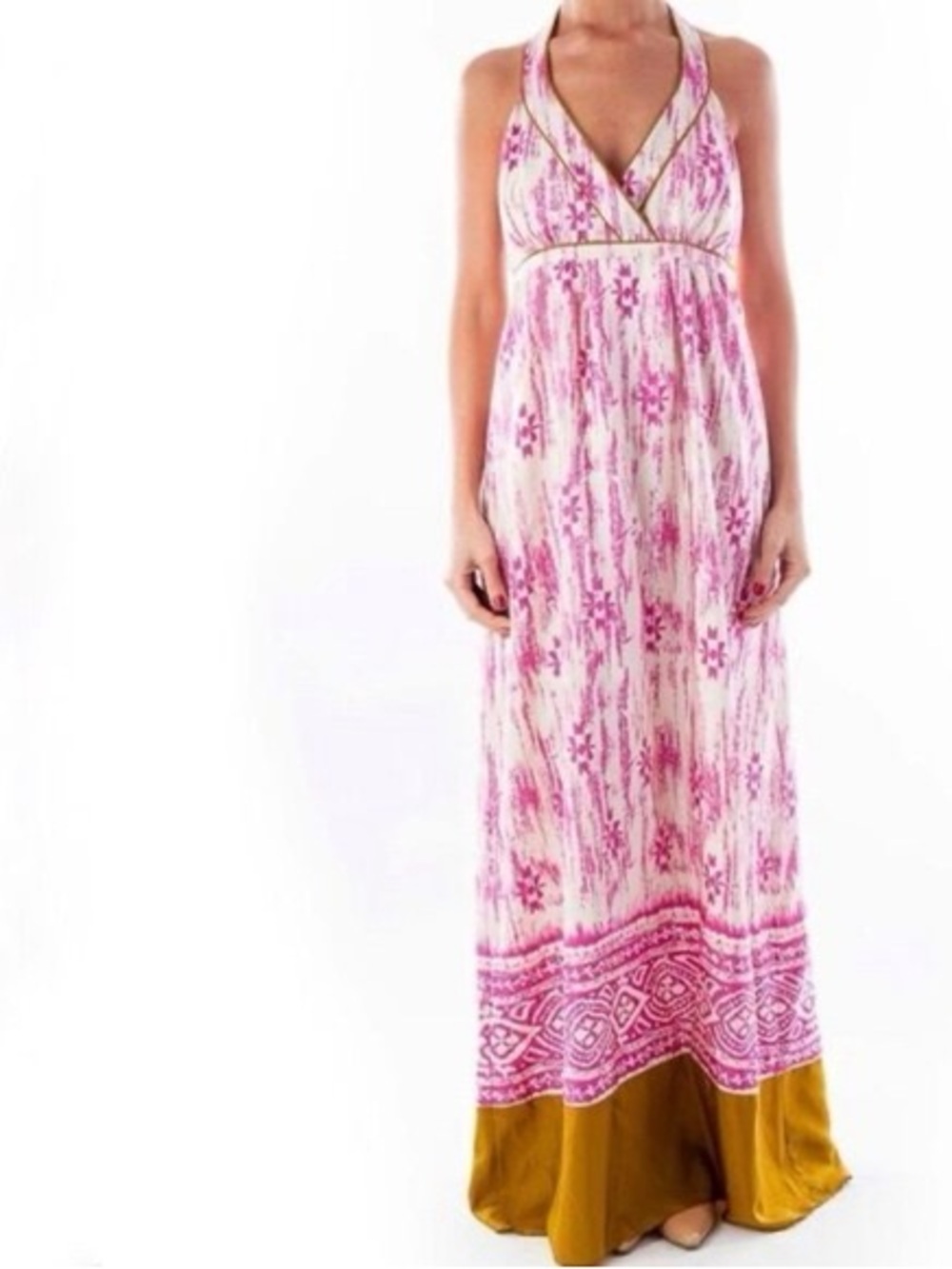 Ann Taylor 100% silk halter maxi dress